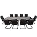 Set "Prestige", Konferenztisch + 10 Freischwinger Stühle aus ECHT LEDER, komplett ECHTHOLZFURNIER, 320x150x76 cm Tischmaß Besprechungstisch